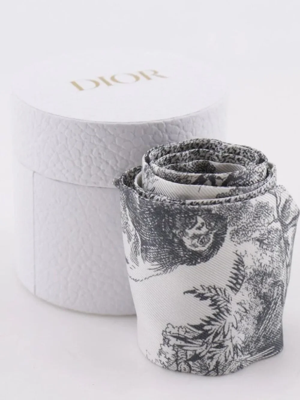 Dior Mitza scarf 15JOU106I602 Toile de Jouy Sauvage ribbon scarf gray silk